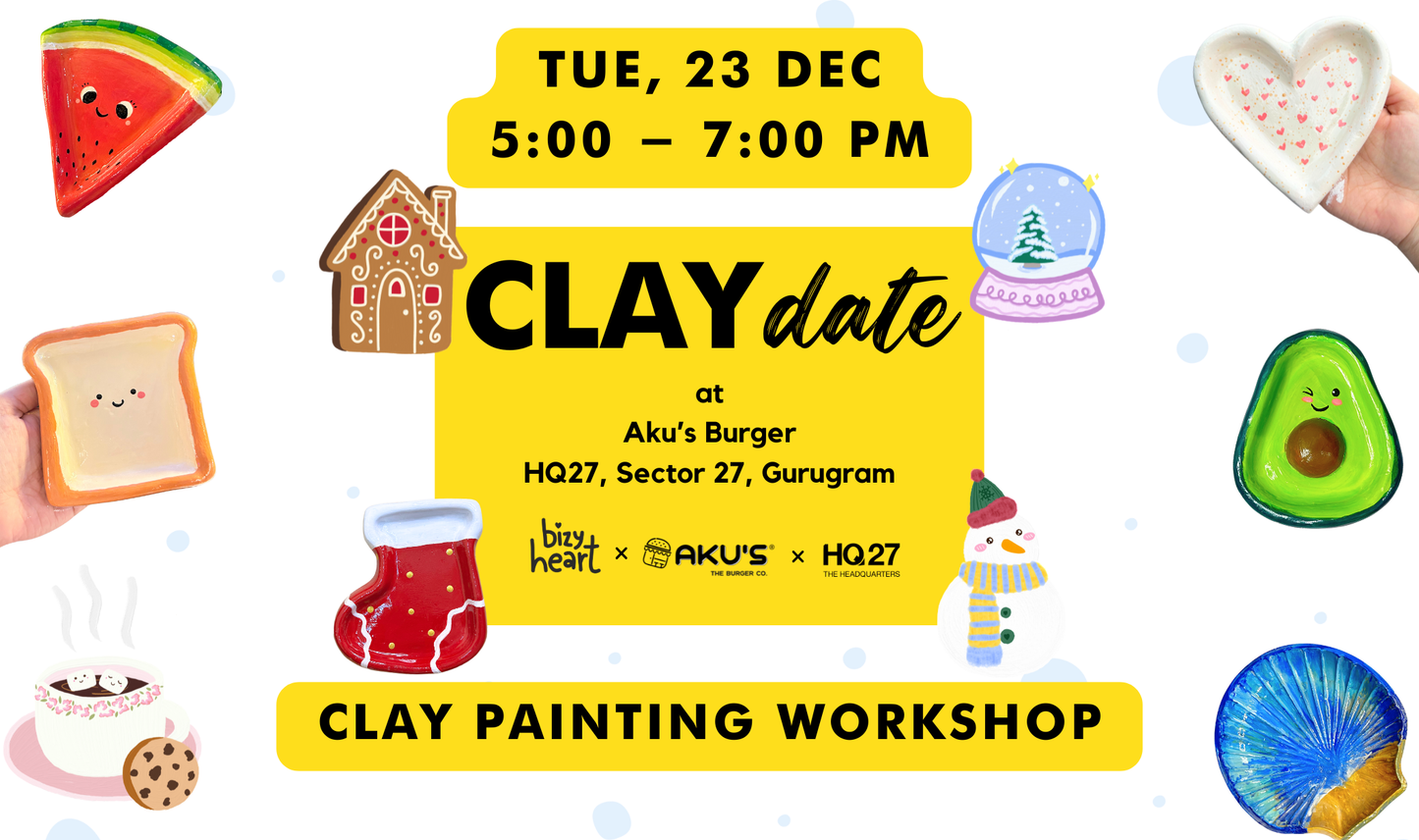 Christmas Clay Painting Workshop @ AKU's - The Burger Co. , HQ27, Gurugram
